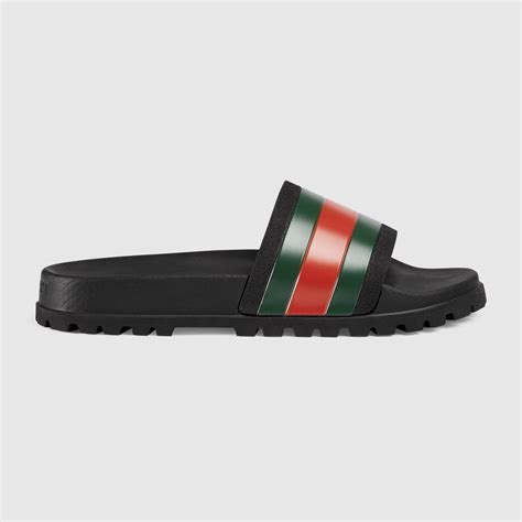 gucci mens web slides|gucci web slide black rubber.